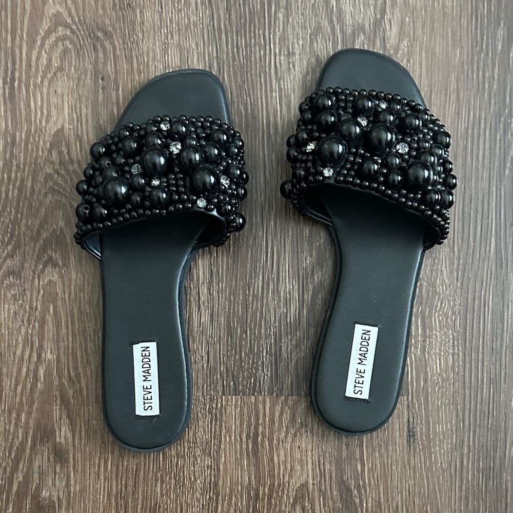 Steve Madden Black Embellished Sandals